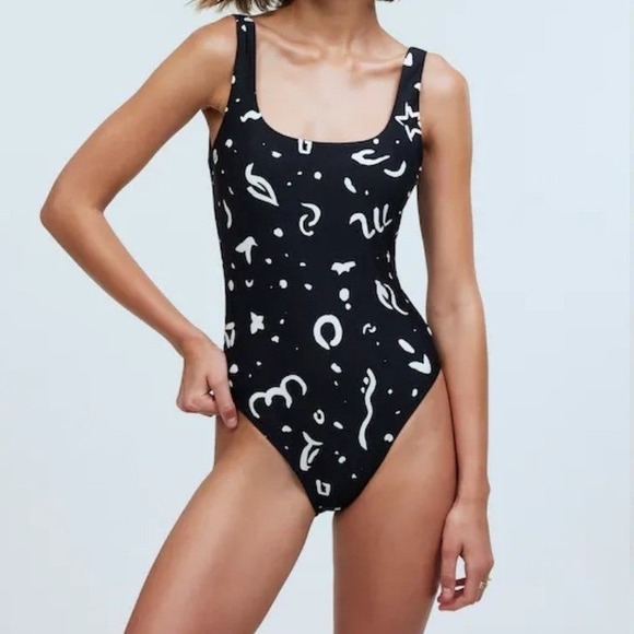 Madewell Other - Madewell Second Wave One Piece Swimsuit Abstract Doodle Medium NP235 Womens